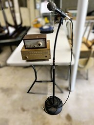 G/ Box 3pcs - Vintage KLH & Bogen Radio Equipment, Microphone With Stand