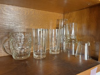 K/ Shelf 10pcs - Glass Drinking Glasses, Various Sizes And Types