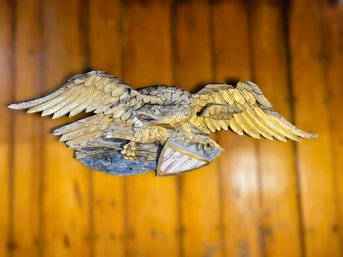 DR/ Carved Wooden Eagle With Gold Paint
