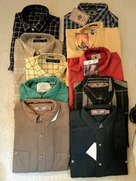 BR/ Bag Of 10 Assorted NWT Men's Button Down Shirts Size M - Amer Terrain, Nautica, Cutter & Buck Etc