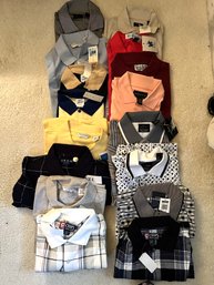 BR/ Bag Of 16 Assorted NWT Men's Polo Shirts Size M - Chaps Ralph Lauren, Izod, Polo, Greg Norman, Wise Guy