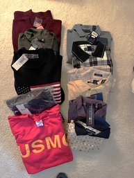 BR/ Bag Of 11 Asstd NWT Men's Polo Shirts & Sweaters Size L  - John Ashford, Crossings, David Taylor, Izod Etc