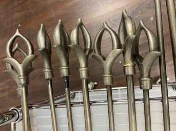 12 Contemporary Brushed Metal UMBRA Curtain Rods - 2 Sets Are 62' Long Each, 4 Sets Are 49' Long Each