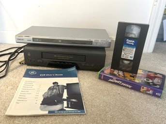 2BR/ 4pcs - CD DVD Player, VHS Recorder, VHS Tapes