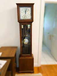 E/ Tall Standing Wood Hall Clock Made By Harold Hawks 1971