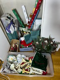 3B/ Closet - Large Lot Of Holiday Decor And Wrap - Mostly Christmas