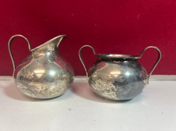 LS/ 2pcs - Sterling Silver Cream And Sugar Set Marked 'International' 'Sterling'