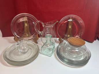 LS/ 14pcs - Clear Glassware: Plates, Pitcher Etc