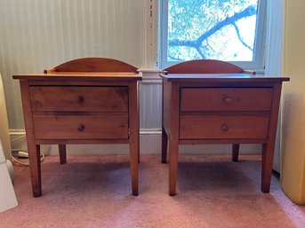 B3A/ Pair Of 2 Wood Single Drawer Side End Accent Tables Night Stands