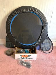 B3A/ Big Fitness Lot - 36'w Trampoline, Stealth Core Balance Board, FitBit Scale, Head Tennis Racquet, Weights