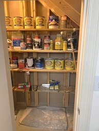 L5/ 4 Shelves - Closet Of Assorted Paints, Stains, Sealers Plus