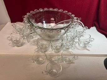 LS/ 33pcs - Vintage Very Pretty Glass Punch Bowl Set