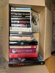 CRK9/B 17pcs: Box Of Books - Elvis, Marilyn, Maeve Binch, Tom Clancey, Cat Journal-diary Etc