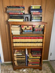 LO/ Wooden Vintage Bookcase And All Contents