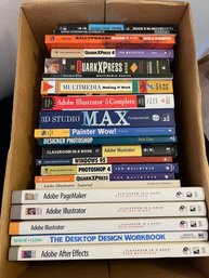 3BR/ 1 Box Of Assorted Computer Guide Books: Adobe, 3D Studio Max, QuarkXPress Etc