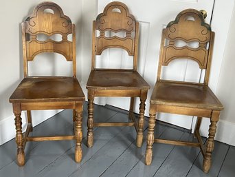 2BR/ 3pcs - Vintage Wood Dining Side Chairs By Nation Chair Company Boston