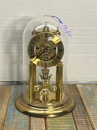 AD55/RER: Vintage Brass Anniversary Clock By S. Haller Elgin Germany