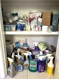 1BR/ Closet Bottom Shelf & Floor - Cleaning Supplies And Personal Care Items