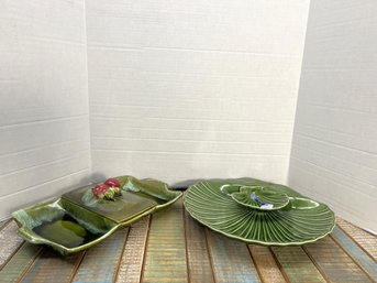 AD53/RER 2pcs: Beautiful Green Ceramic Serve-ware Made In USA And Portugal