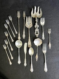 SF/ Bin 17pcs - Assorted Sterling Vintage Flatware And Serving Pieces