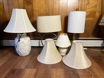 LF/ 6pcs - 4 Assorted Modern Decorator And Vintage Lamps And 2 Extra Shades