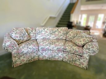 LR/ Highland House Very Pretty 3 Section Arched Floral Sofa & 2 Accent Pillows - Super Comfortable