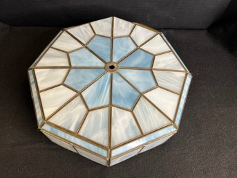 SF/ Fabulous Blue And White Stained Glass Lamp Shade - Ceiling