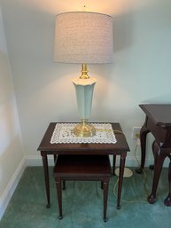 LR/ 3pcs - Gorgeous Lenox Lamp And 2 Hoover Furniture NC Nesting Wood Accent Tables
