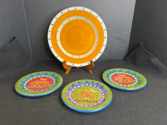 SF/ 4pcs - Assorted Colorful Plates And Platter: Mesa Int'l, Italy, La Primula