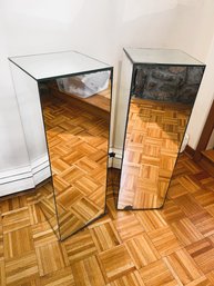 2 Hipster Mod Vintage Mirrored Display Pedestals