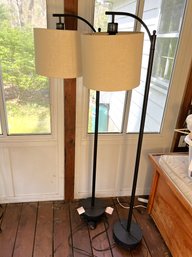 P/ 2pcs - Contemporary Matching Black Metal Floor Lamps W Step On Switches
