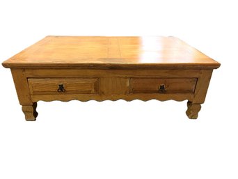 AD34/2FL: Rustic Farmhouse Pine Coffee Table With 2 Drawers