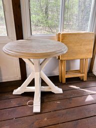 P/ 5pcs - Farmhouse Style Wood Table And Set Of Wood Tray Tables