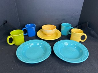 SF/ 8pcs - Colorful Vintage Fiesta Ware: 4 Mugs, 3 Bowls And 1 MUS Bowl