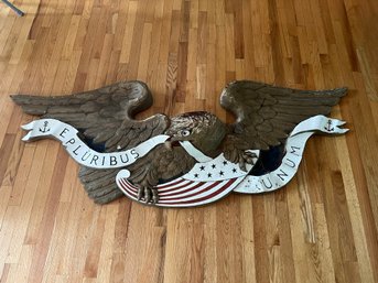 Huge 6ft Long Painted Wooden Americana American Eagle With Beautiful Detail