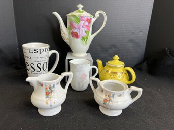 SF/ 6pcs - Mostly Vintage Coffee/Tea Pots And Cups: Hall, Royal Rochester, Shofu Etc