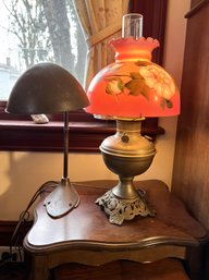 LR/ 2pcs - Vintage - Antique Table Lamps - One With Beautiful Glass Shade