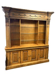 CR/E 2pc - Gorgeous Large Century House Ornate Display Hutch W Adjustable Glass Shelves & Lights
