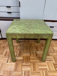 Very Cool Art Deco Green Accent Table With Metal Trim Details