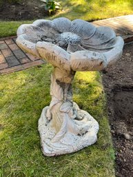 FY/ Henri Studio Inc Gorgeous Stone Floral Birdbath - Flower Top, Leaf/vine Pedestal Vase W Snail Base