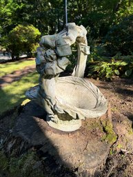 FY/ 21'Tall Henri Studio Inc Stone Garden Basket, Wicker Basket Design & Ribbon Bow Adorning The Handle