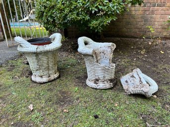 BY/ 2 Stone - Handle Basket Planters With Wicker Design