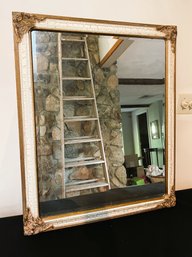 Ornately Framed Wall Mirror With Beveled Glass