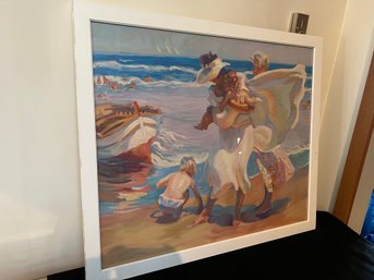 Large Framed Wall Art With Beach Scene