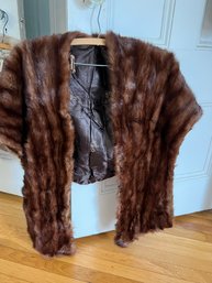 B2A/ Gorgeous Vintage Dark Brown Fur Stole, Satin Lined, Monogrammed