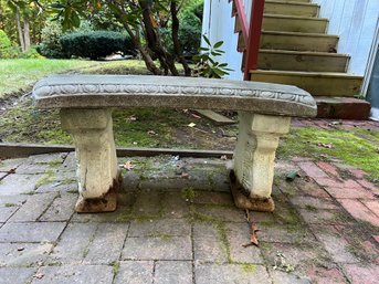 BY/ Cast Stone Yard/garden Bench W Pretty Edging - Crescent Shaped