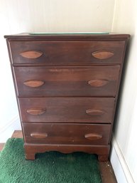 B2A/ Arts Crafts Style Vintage 4 Drawer Tall Wood Dresser W Small Mirror On Top