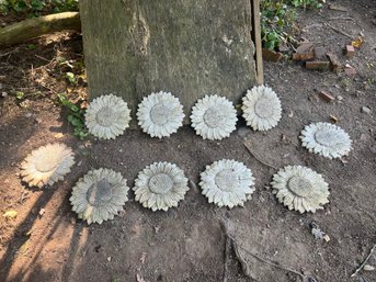 BY/ 10 Stone Sunflower Stepping Stones - White