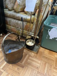 8 Pc Fireplace Items - Tools W Stand, Ash Bucket, Black Iron Pot Etc