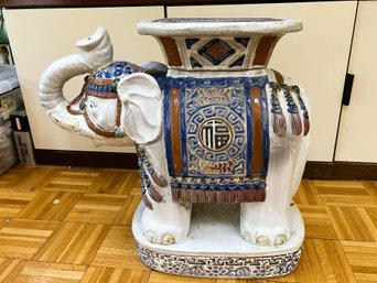 Painted Heavy Ceramic Asian Elephant Plant Stand/garden Seat